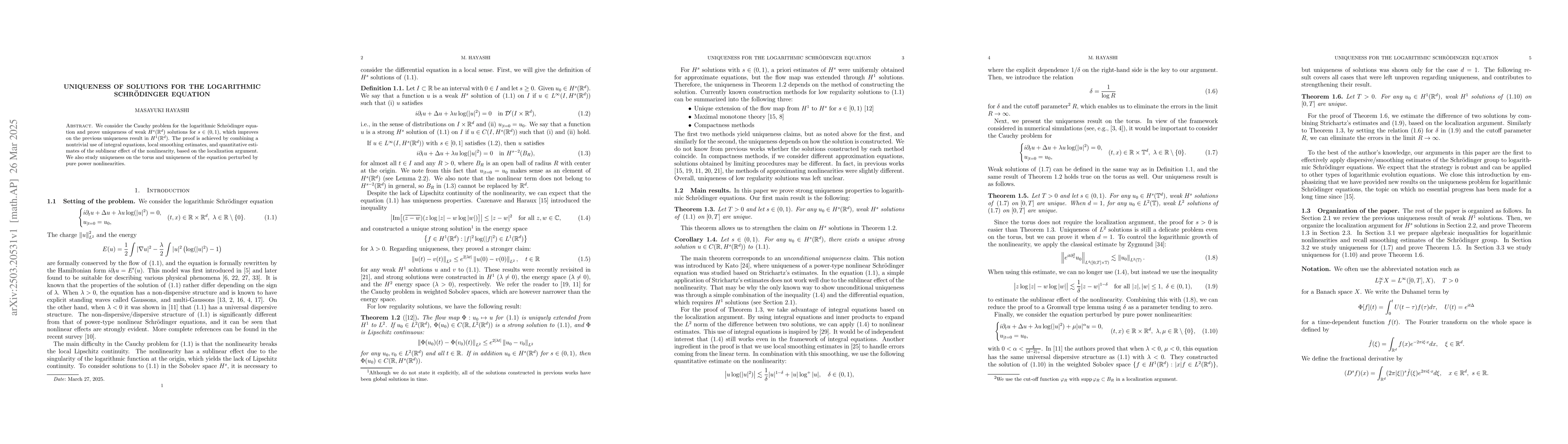Thumbnail for Uniqueness of solutions for the logarithmic Schrödinger equation