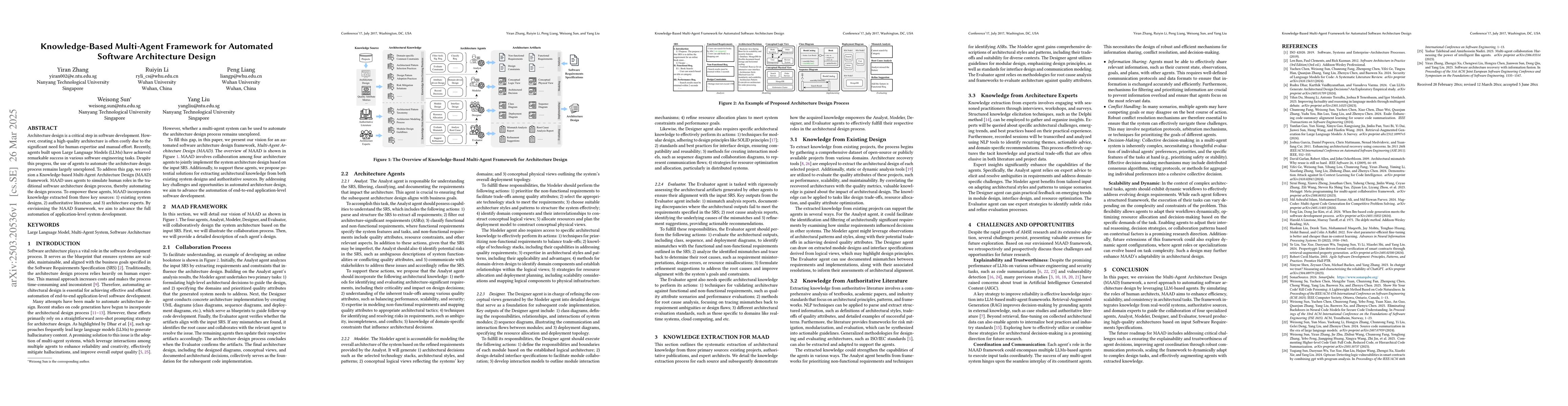 Thumbnail for Knowledge-Based Multi-Agent Framework for Automated Software
  Architecture Design
