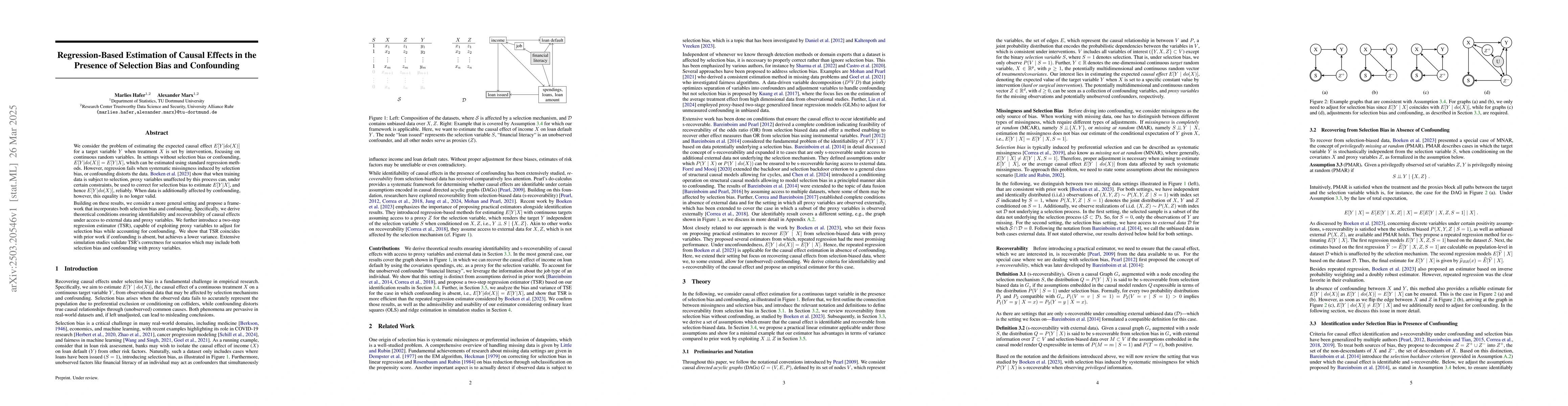Thumbnail for Regression-Based Estimation of Causal Effects in the Presence of
  Selection Bias and Confounding