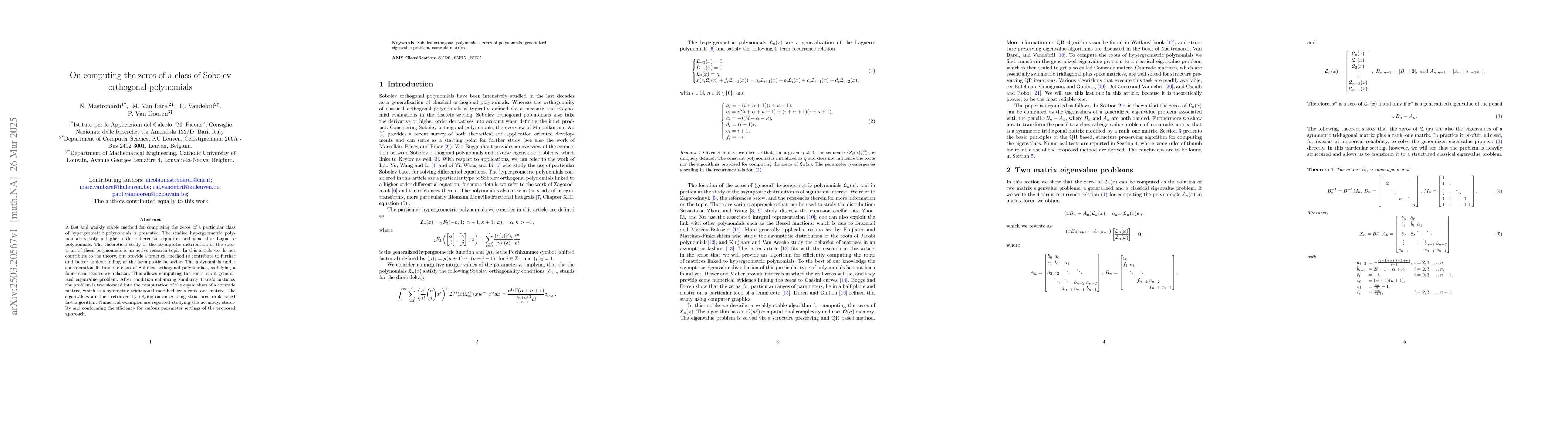 Thumbnail for On computing the zeros of a class of Sobolev orthogonal polynomials