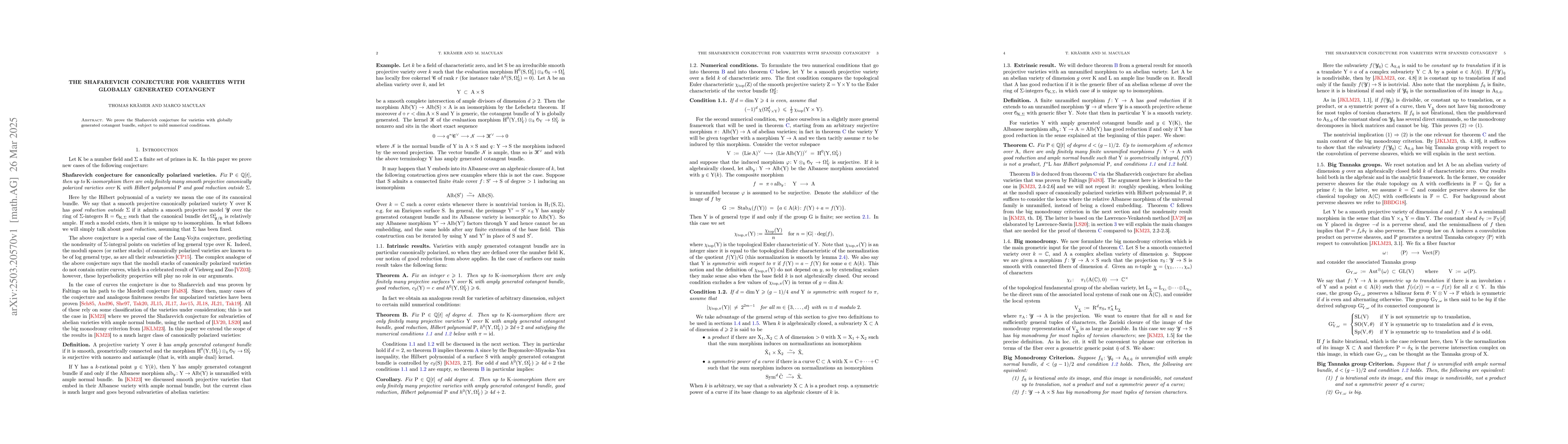 Thumbnail for The Shafarevich conjecture for varieties with globally generated
  cotangent