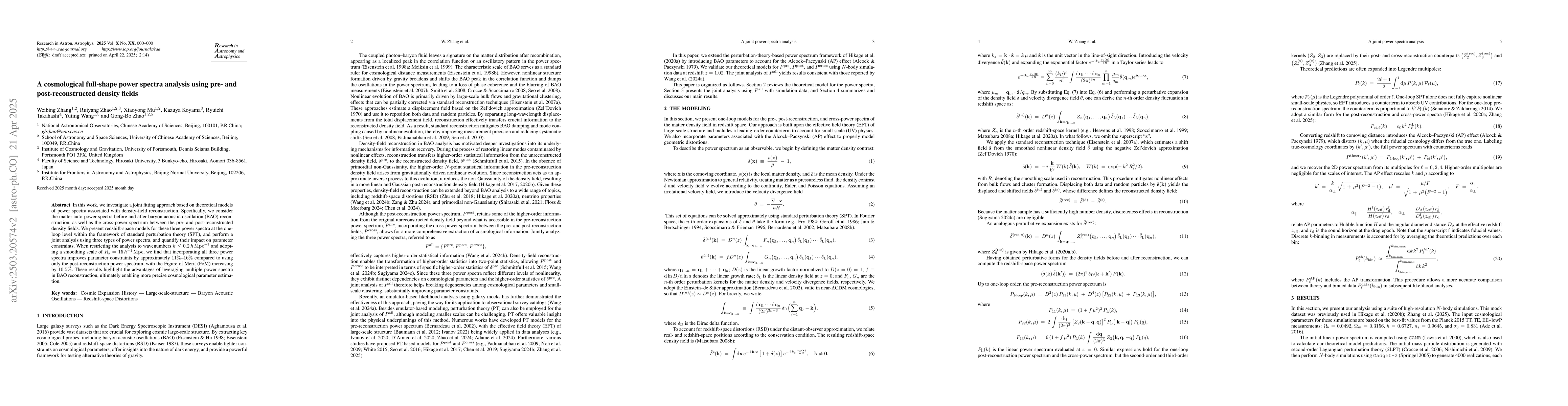 Thumbnail for A cosmological full-shape power spectra analysis using pre- and
  post-reconstructed density fields