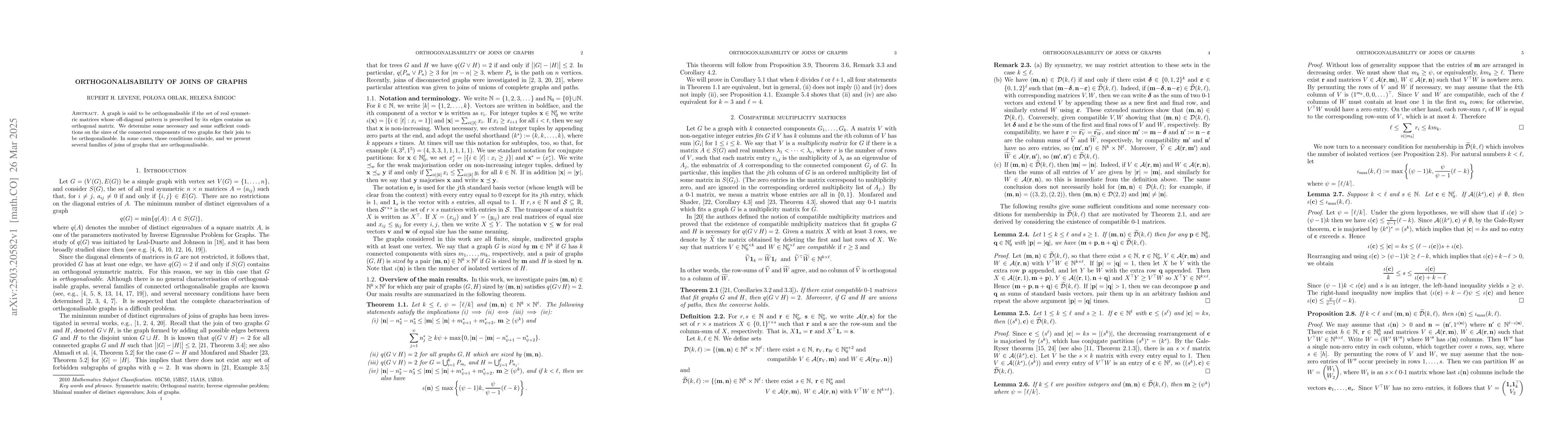 Thumbnail for Orthogonalisability of joins of graphs