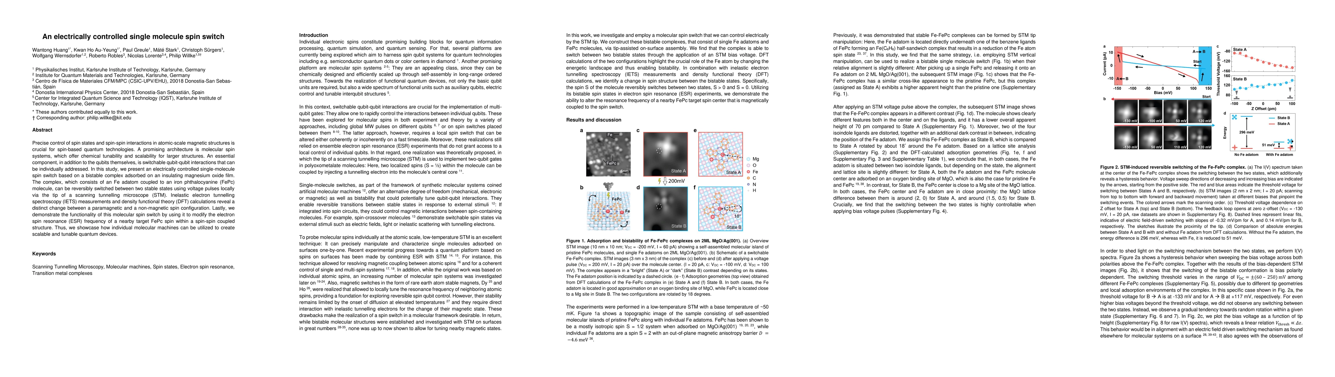Thumbnail for An electrically controlled single molecule spin switch
