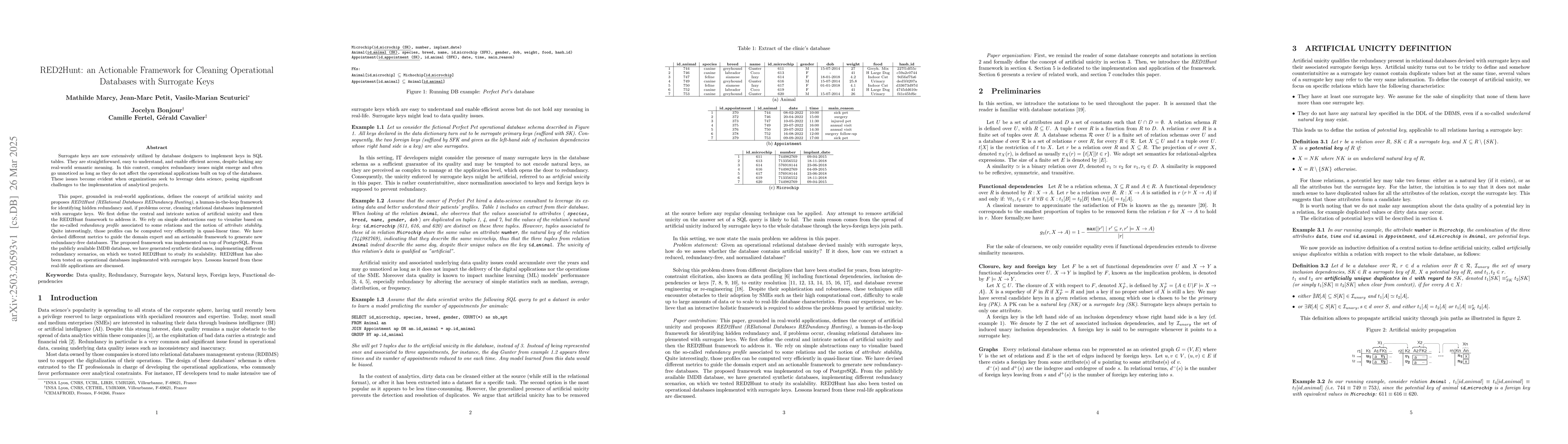 Thumbnail for RED2Hunt: an Actionable Framework for Cleaning Operational Databases
  with Surrogate Keys