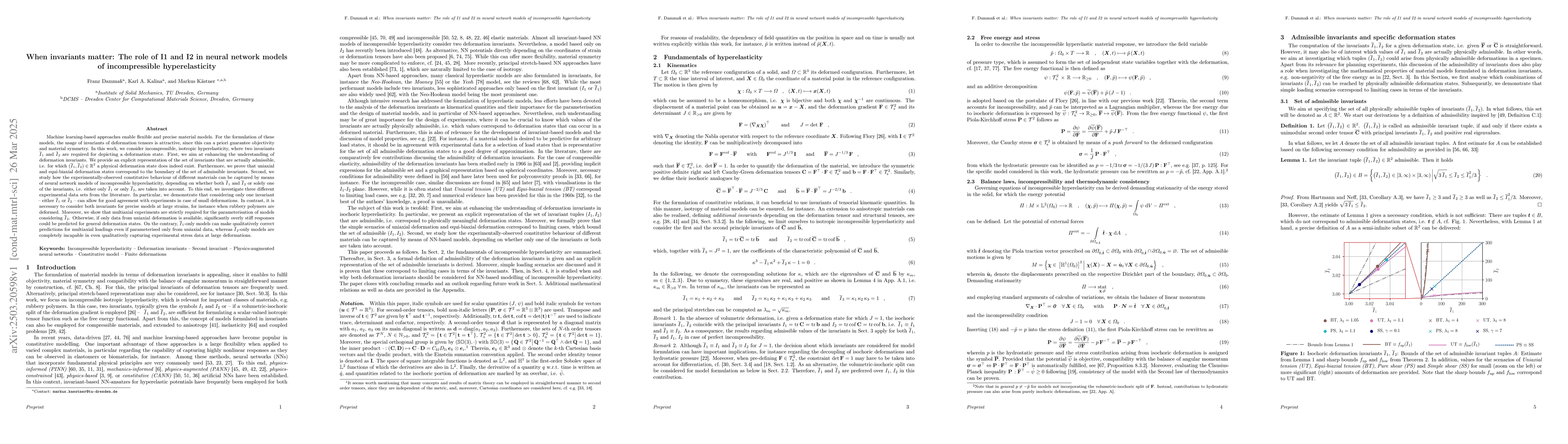 Thumbnail for When invariants matter: The role of I1 and I2 in neural network models
  of incompressible hyperelasticity