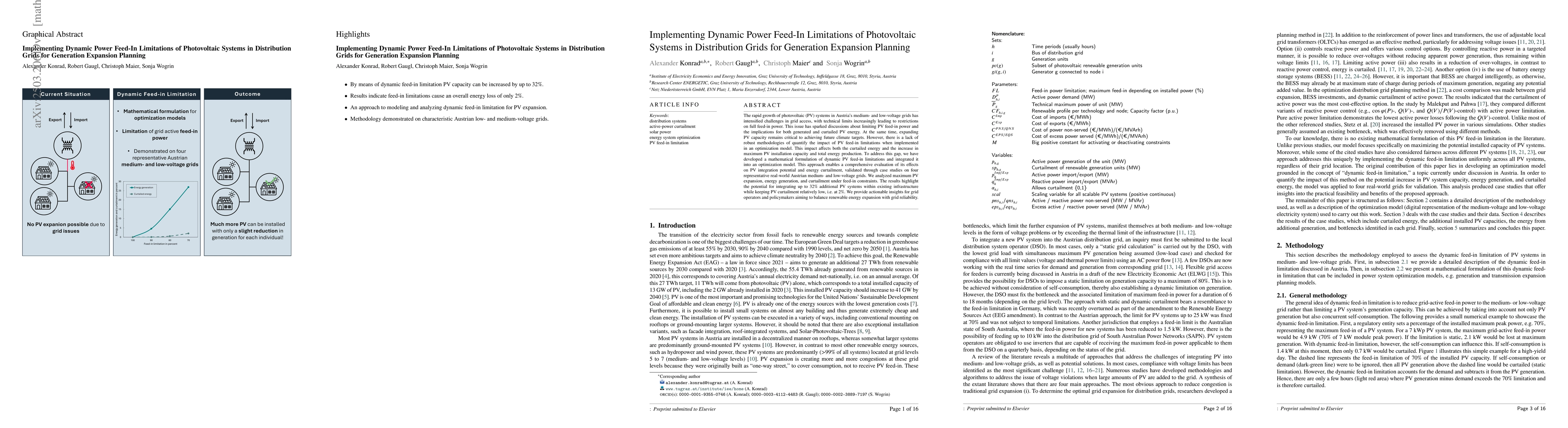 Thumbnail for Implementing Dynamic Power Feed-In Limitations of Photovoltaic Systems
  in Distribution Grids for Generation Expansion Planning