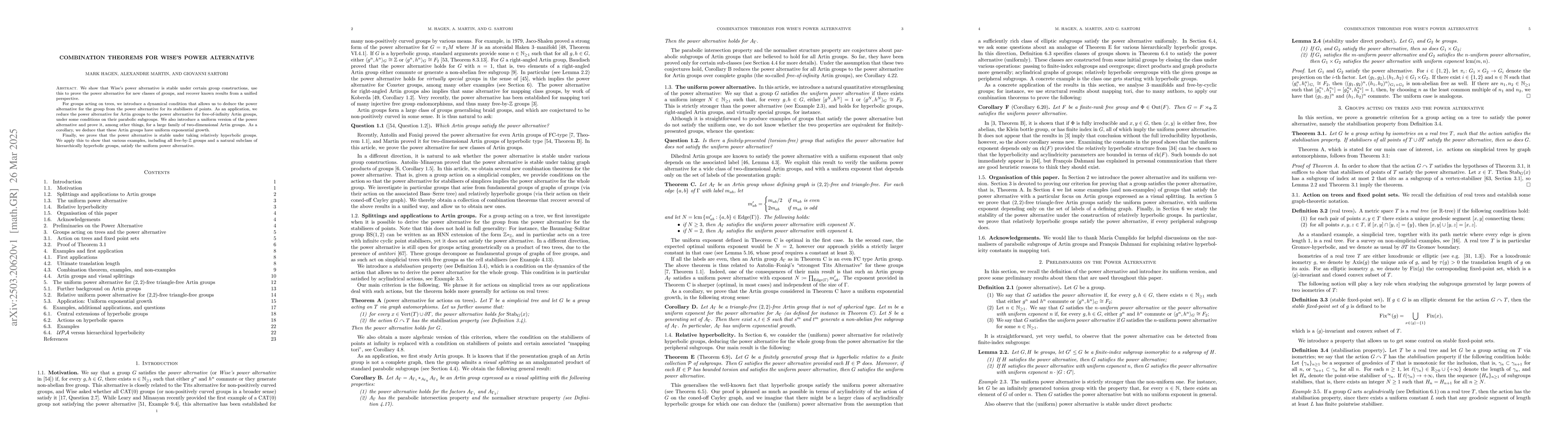 Thumbnail for Combination theorems for Wise's power alternative