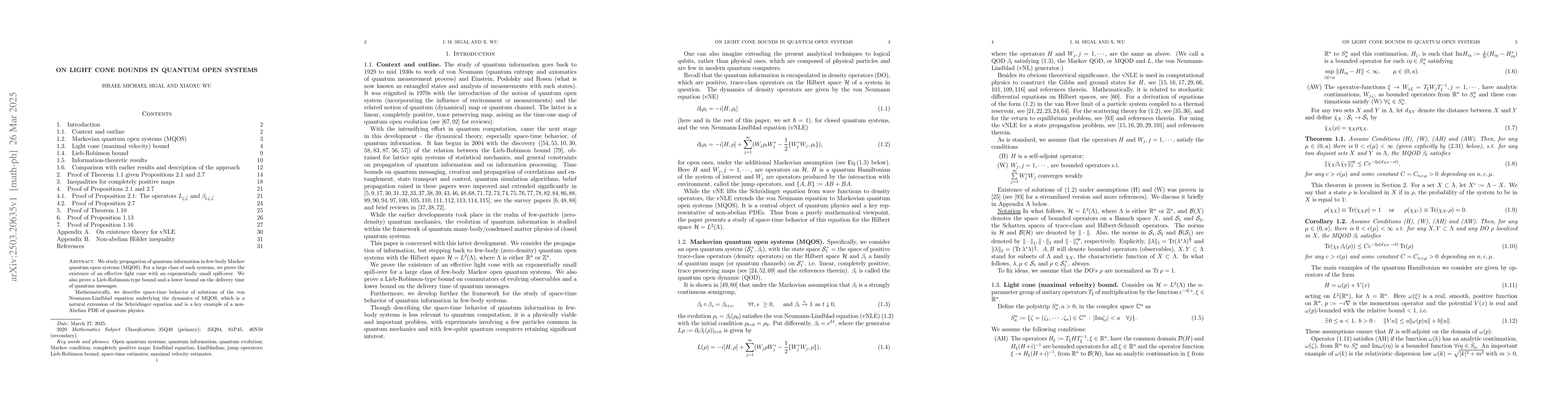 Thumbnail for On light cone bounds in quantum open systems
