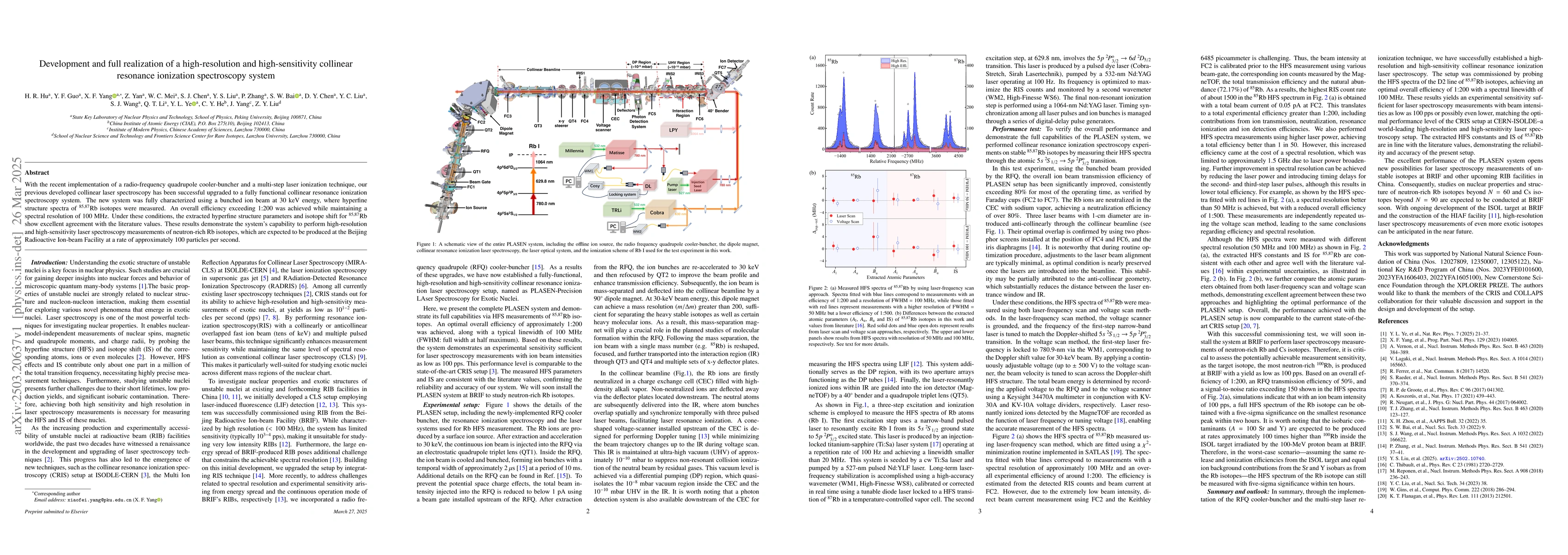 Thumbnail for Development and full realization of a high-resolution and
  high-sensitivity collinear resonance ionization spectroscopy system