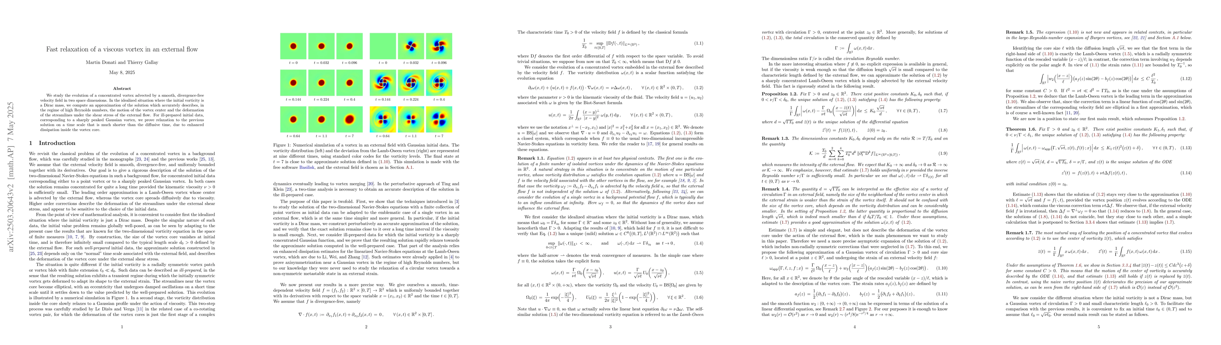 Thumbnail for Fast relaxation of a viscous vortex in an external flow