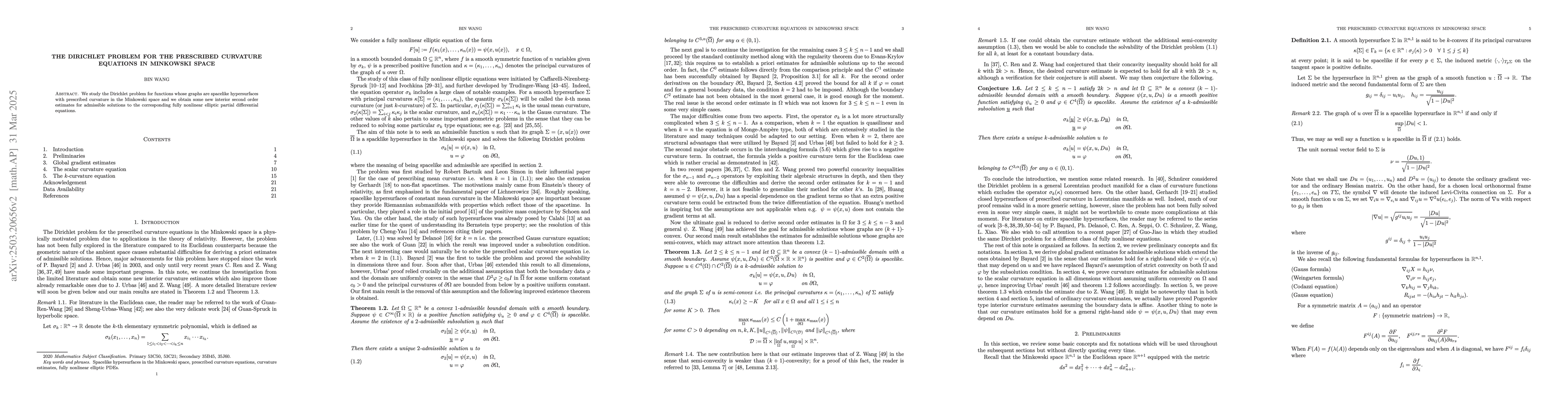 Thumbnail for The Dirichlet problem for the prescribed curvature equations in
  Minkowski space
