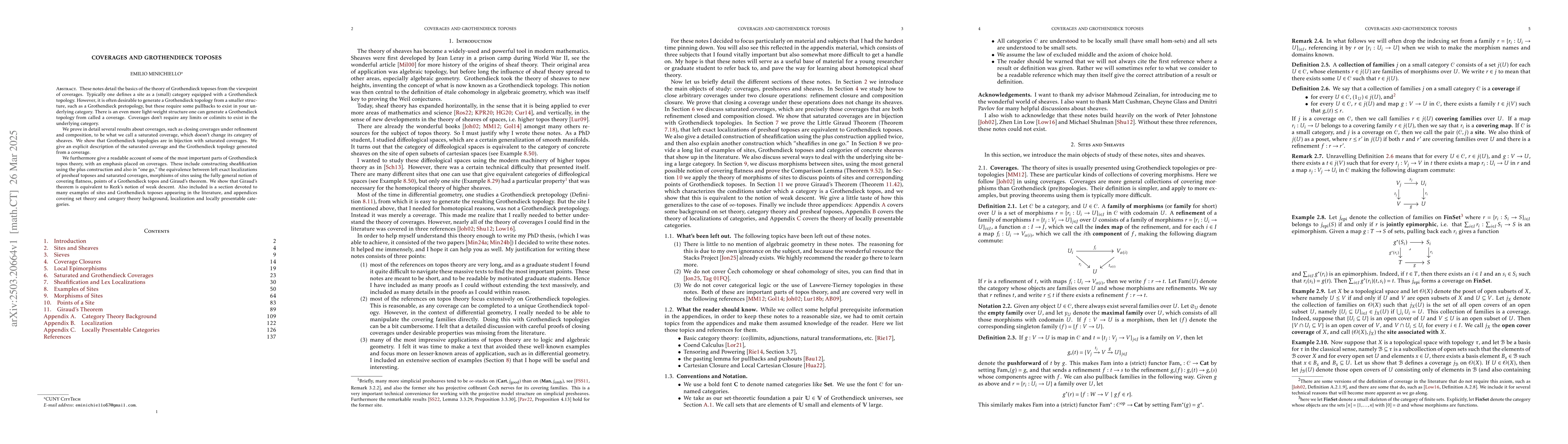 Thumbnail for Coverages and Grothendieck Toposes
