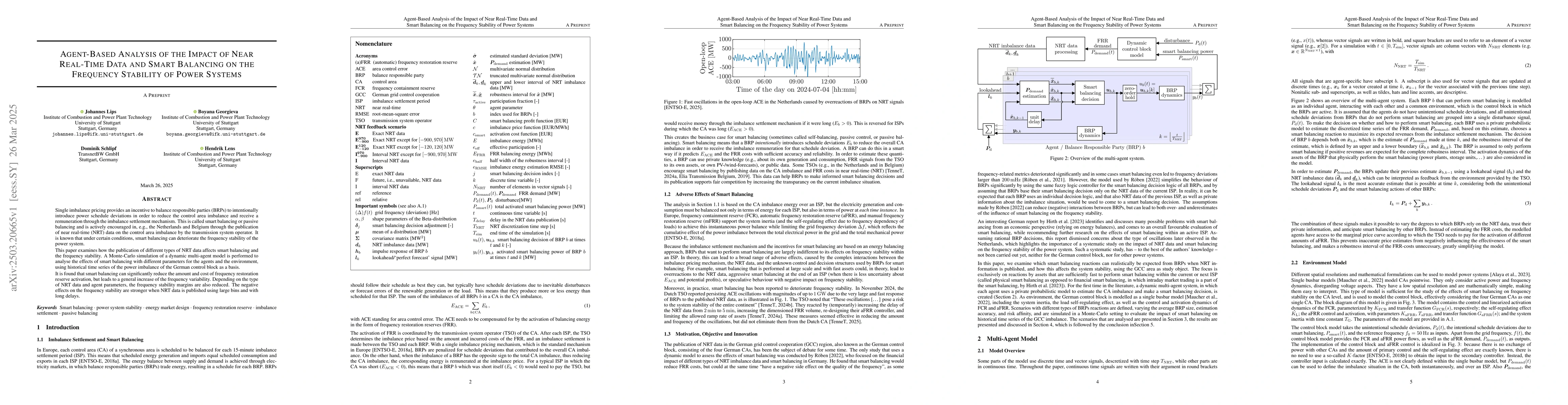 Thumbnail for Agent-Based Analysis of the Impact of Near Real-Time Data and Smart
  Balancing on the Frequency Stability of Power Systems