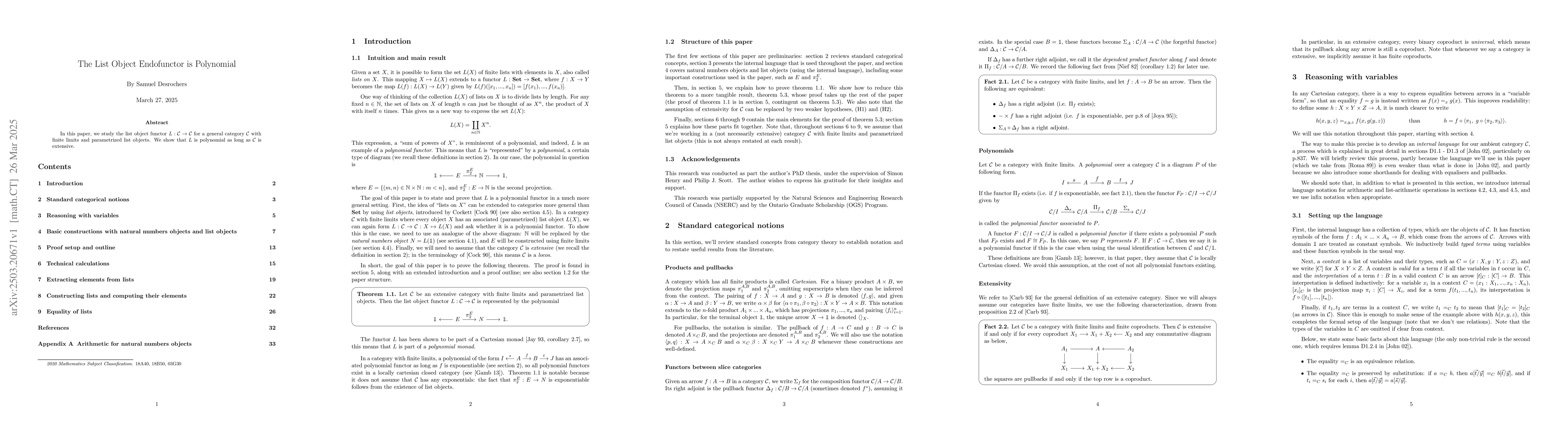 Thumbnail for The List Object Endofunctor is Polynomial