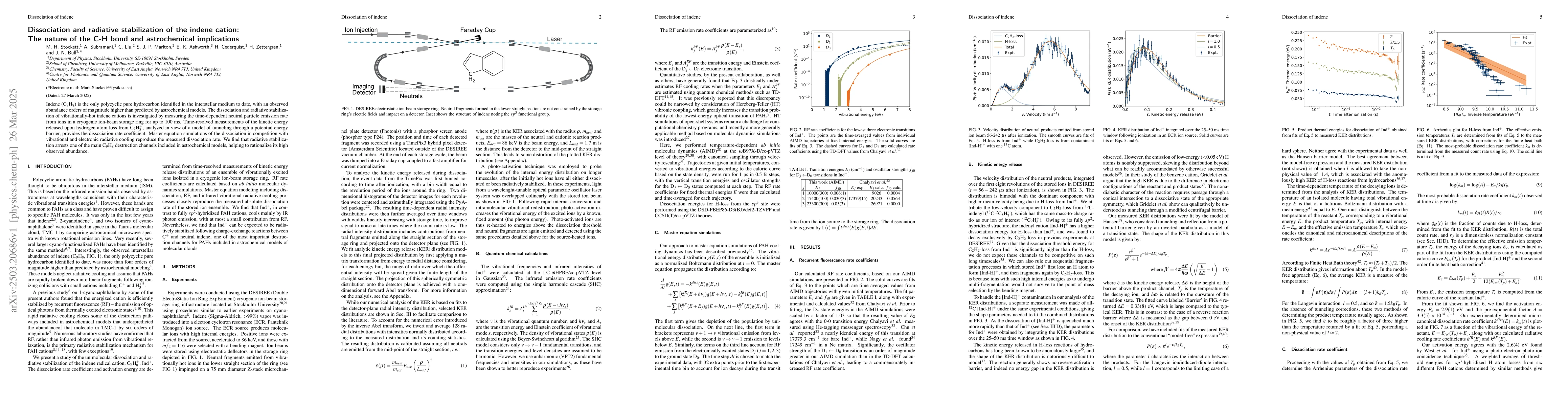 Thumbnail for Dissociation and radiative stabilization of the indene cation: The
  nature of the C-H bond and astrochemical implications