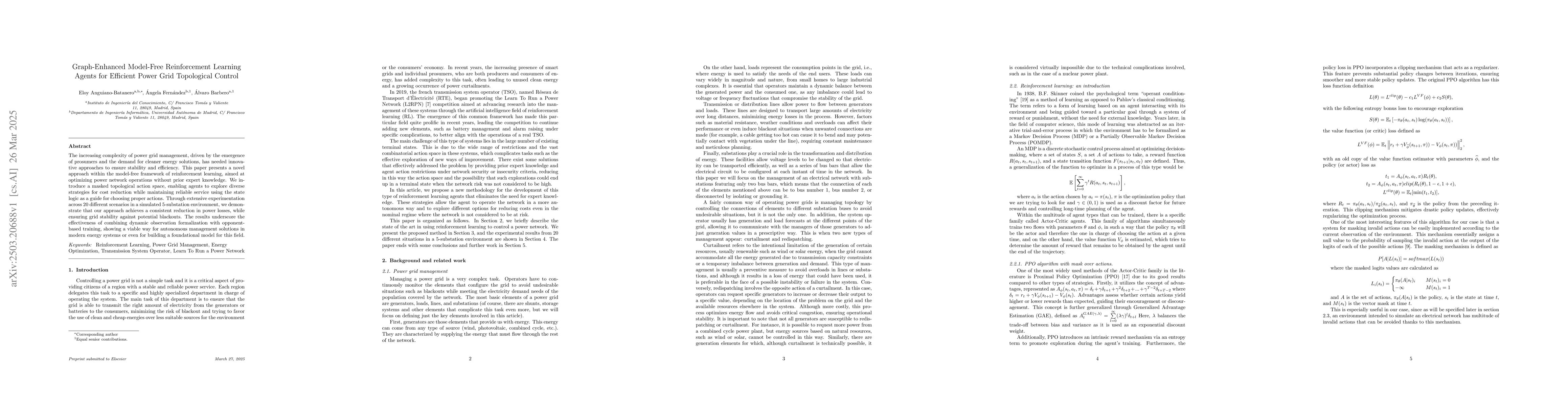Thumbnail for Graph-Enhanced Model-Free Reinforcement Learning Agents for Efficient
  Power Grid Topological Control