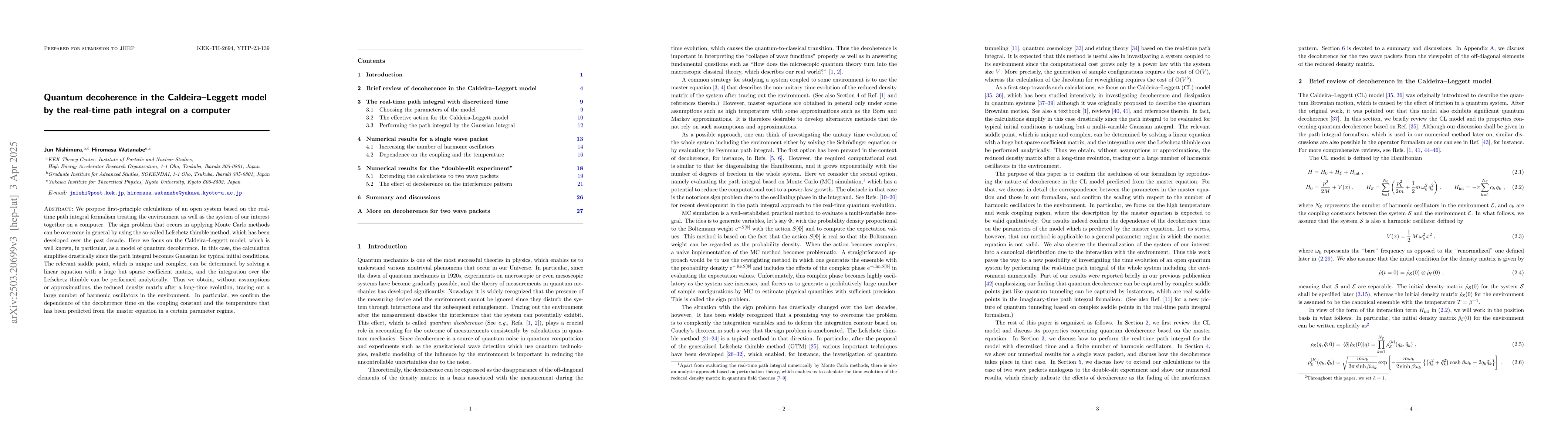 Thumbnail for Quantum decoherence in the Caldeira-Leggett model by the real-time path
  integral on a computer