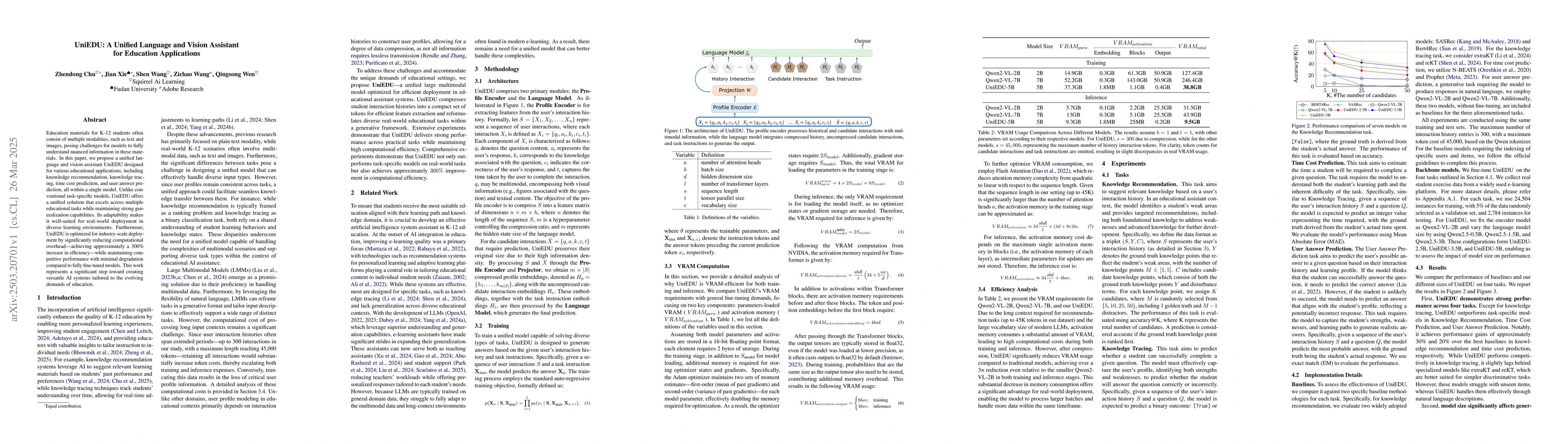 Thumbnail for UniEDU: A Unified Language and Vision Assistant for Education
  Applications
