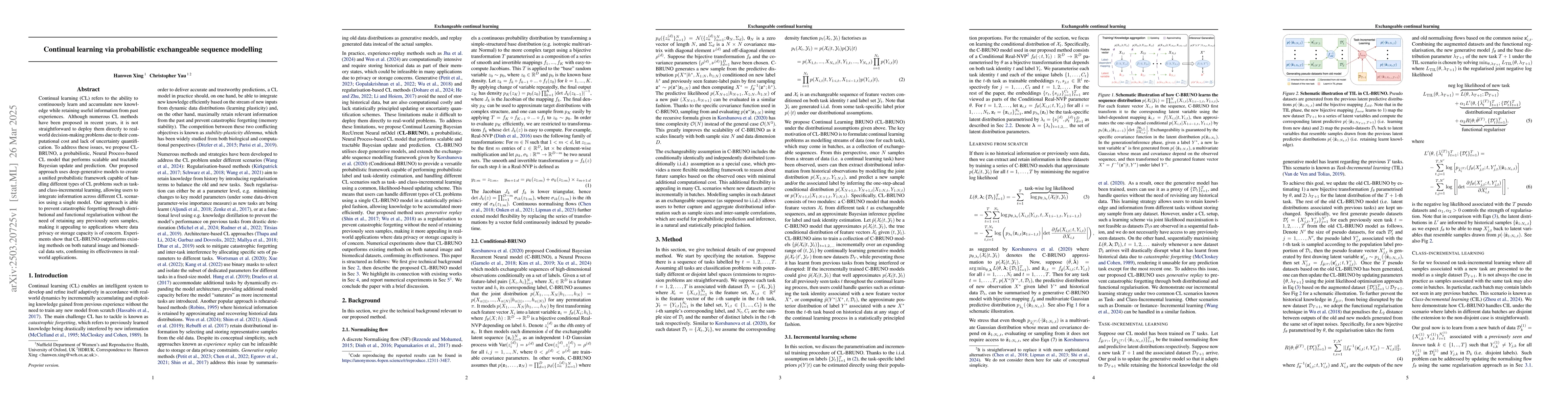 Thumbnail for Continual learning via probabilistic exchangeable sequence modelling