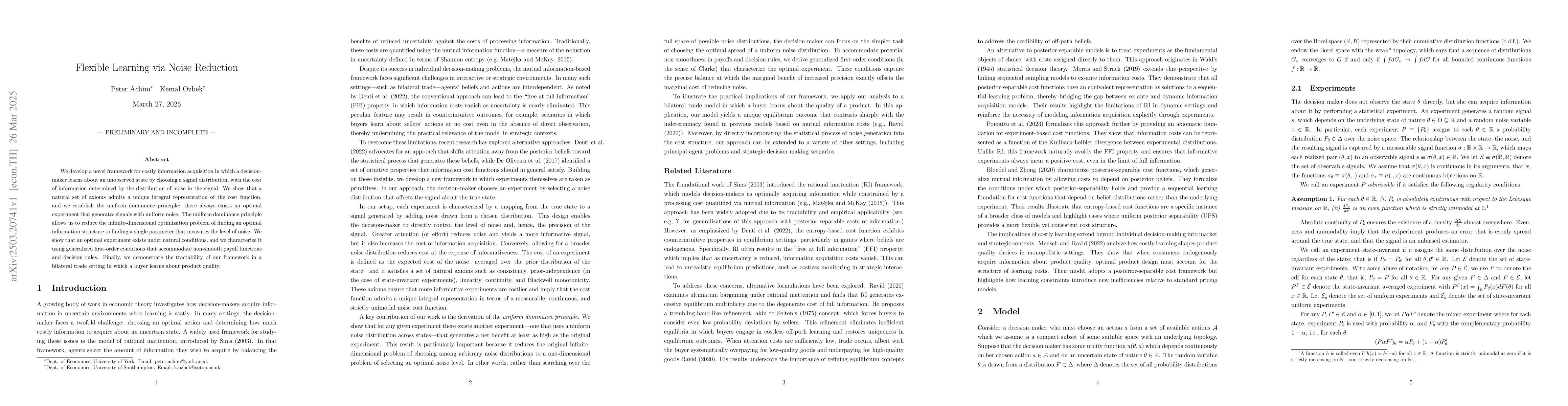 Thumbnail for Flexible Learning via Noise Reduction