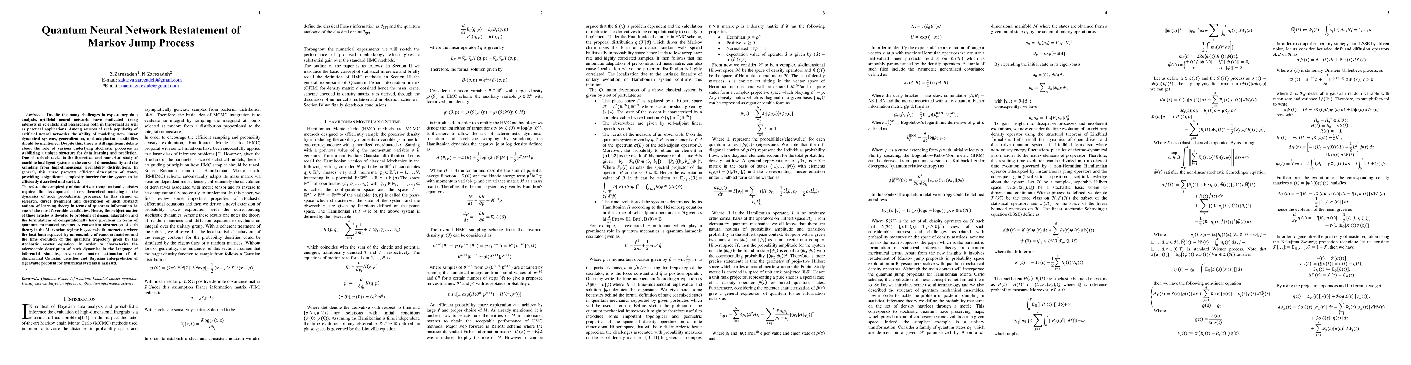 Thumbnail for Quantum Neural Network Restatement of Markov Jump Process