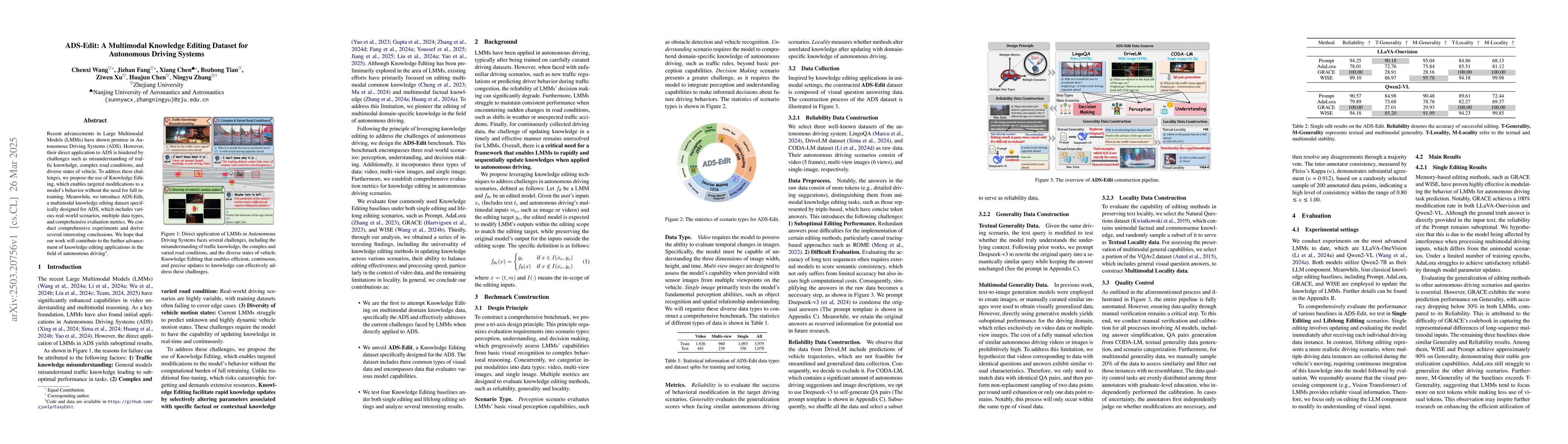 Thumbnail for ADS-Edit: A Multimodal Knowledge Editing Dataset for Autonomous Driving
  Systems