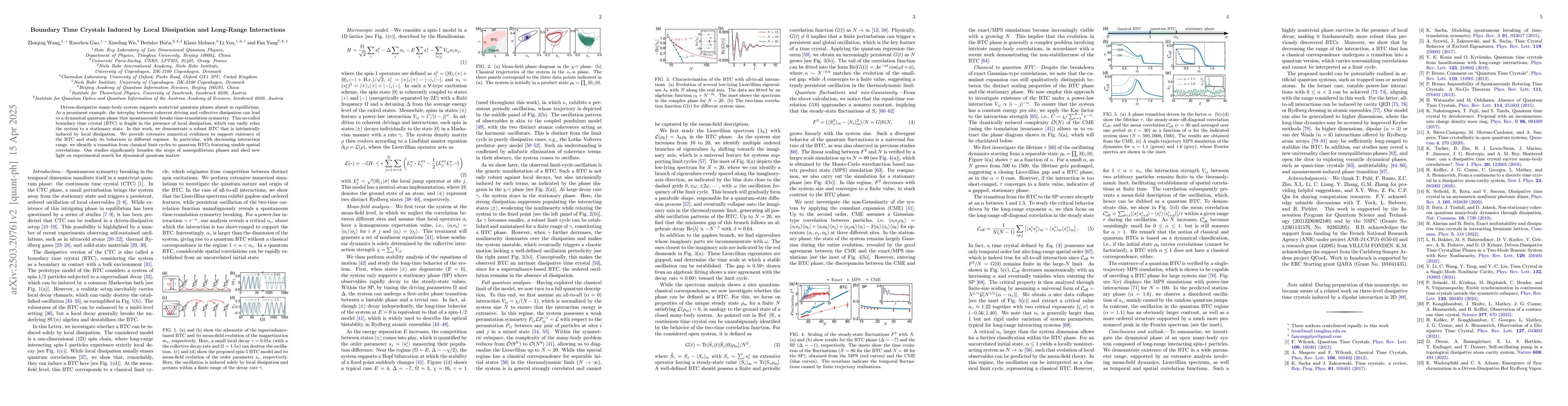 Thumbnail for Boundary Time Crystals Induced by Local Dissipation and Long-Range
  Interactions