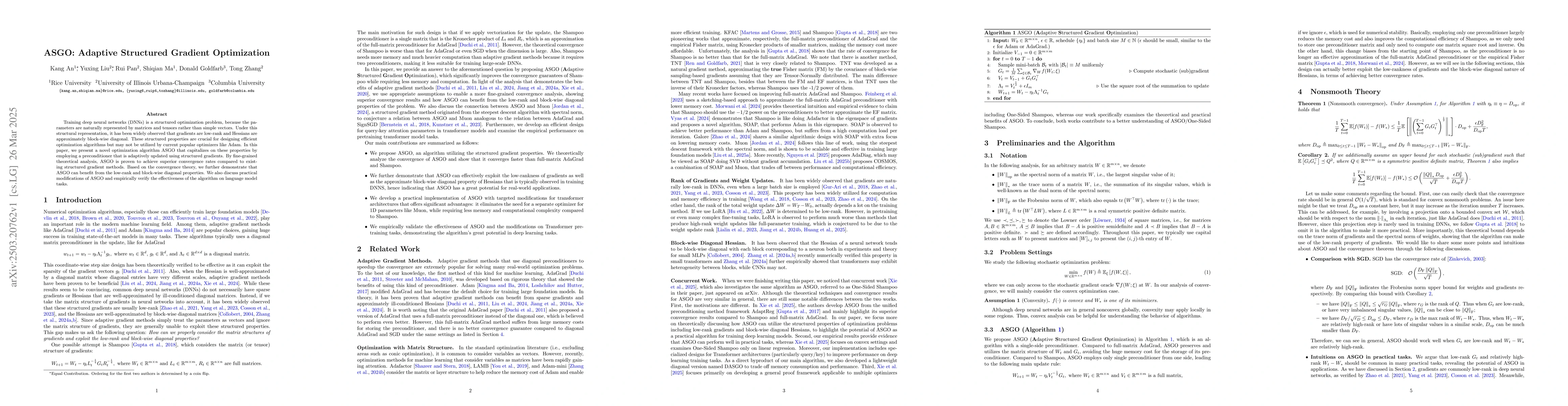 Thumbnail for ASGO: Adaptive Structured Gradient Optimization
