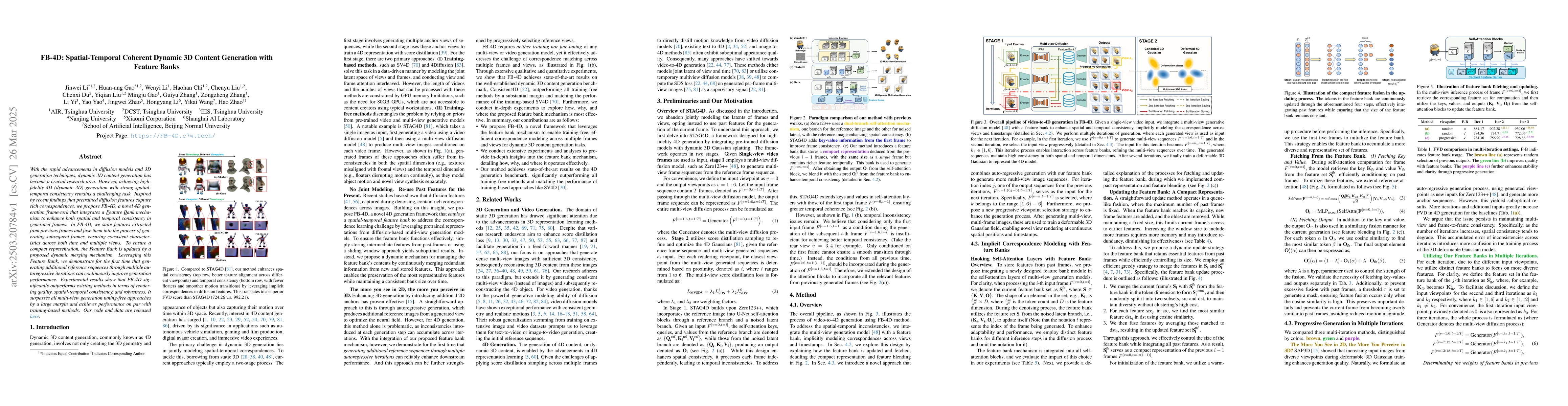 Thumbnail for FB-4D: Spatial-Temporal Coherent Dynamic 3D Content Generation with
  Feature Banks