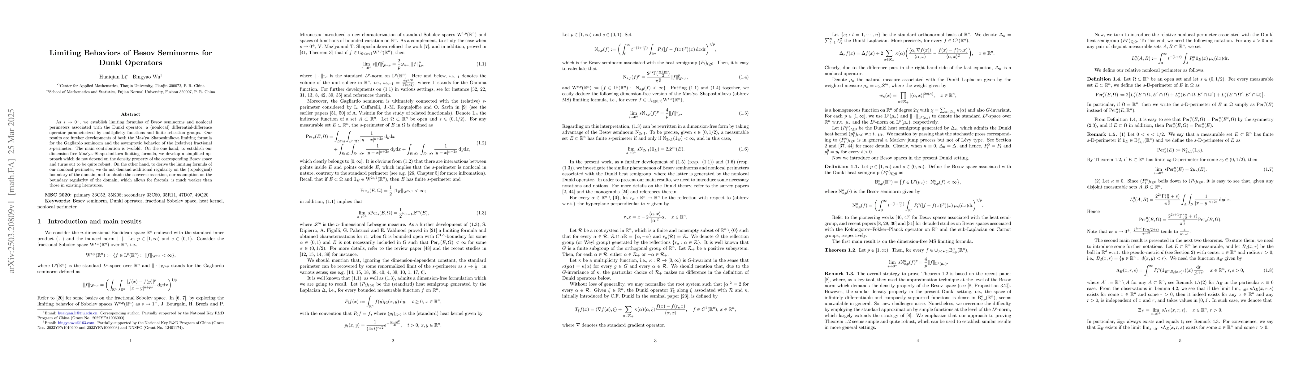 Thumbnail for Limiting Behaviors of Besov Seminorms for Dunkl Operators