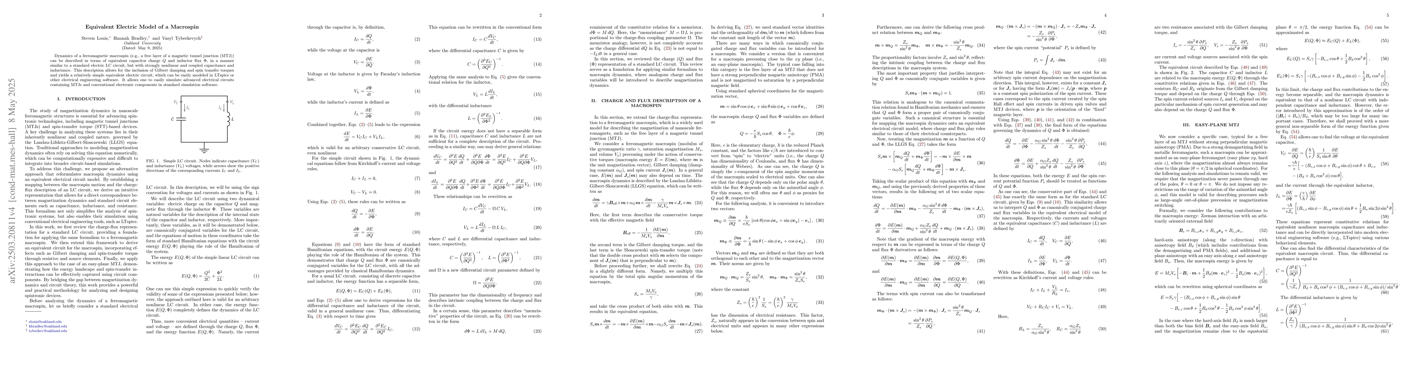 Thumbnail for Equivalent Electric Model of a Macrospin