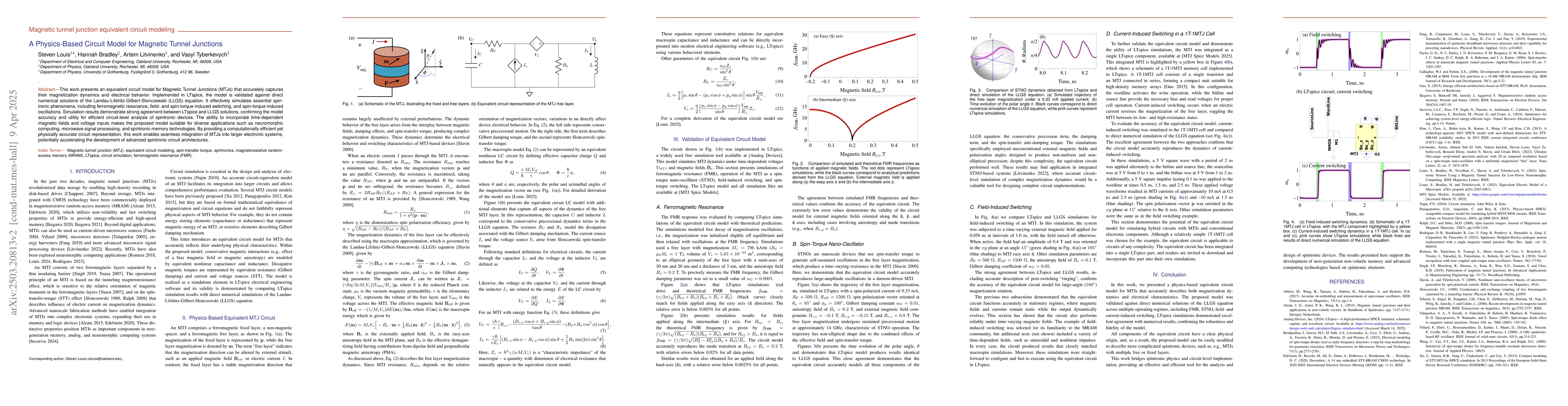 Thumbnail for A Physics-Based Circuit Model for Magnetic Tunnel Junctions