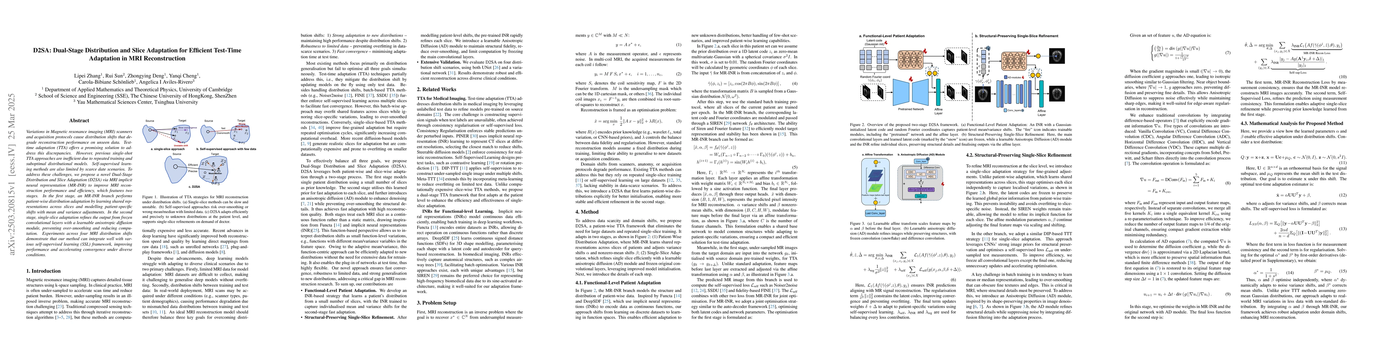 Thumbnail for D2SA: Dual-Stage Distribution and Slice Adaptation for Efficient
  Test-Time Adaptation in MRI Reconstruction