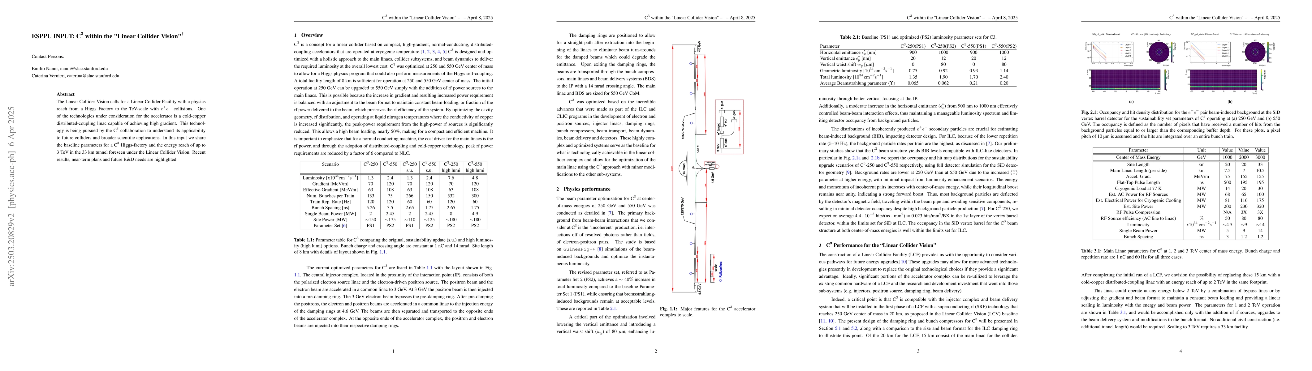 Thumbnail for ESPPU INPUT: C$^3$ within the "Linear Collider Vision"
