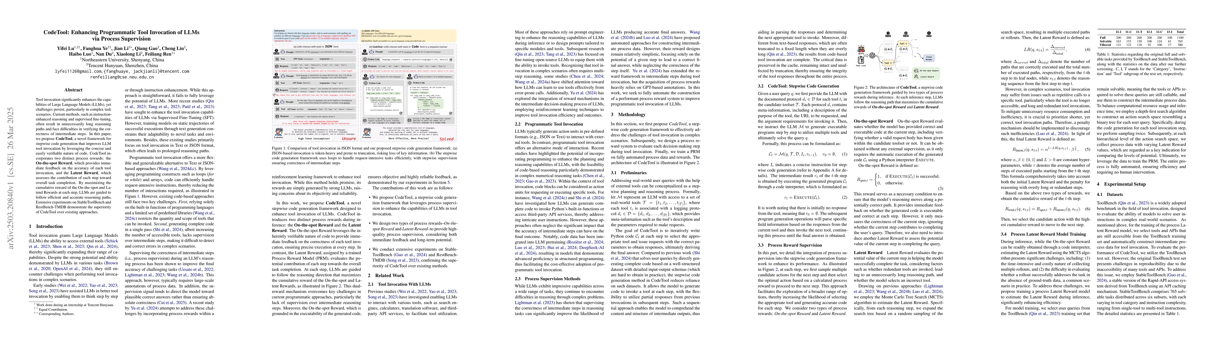 Thumbnail for CodeTool: Enhancing Programmatic Tool Invocation of LLMs via Process
  Supervision
