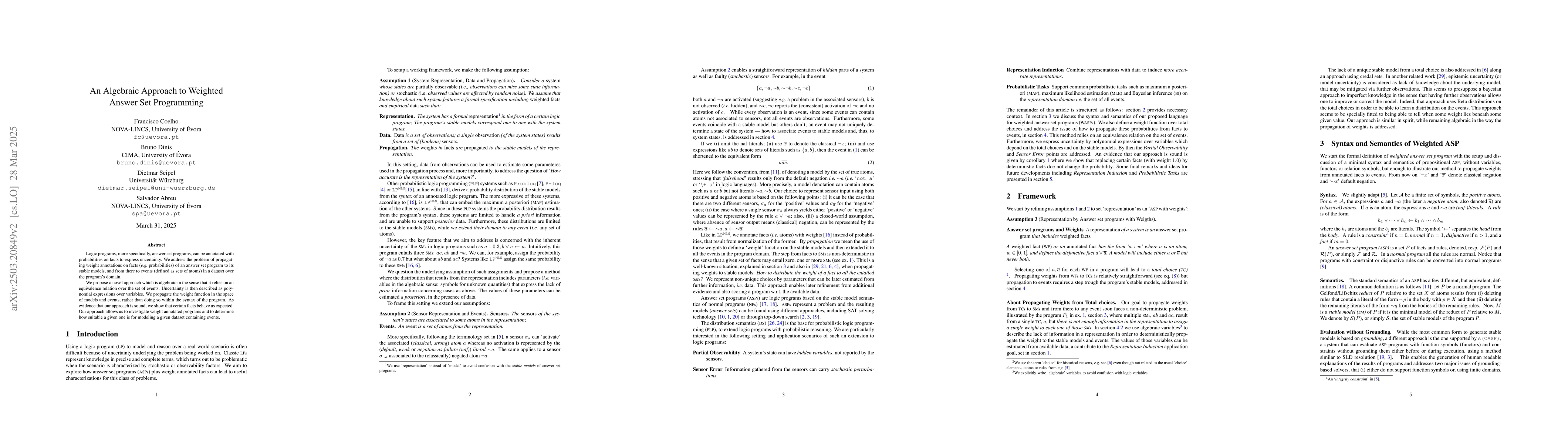 Thumbnail for An Algebraic Approach to Weighted Answer-set Programming