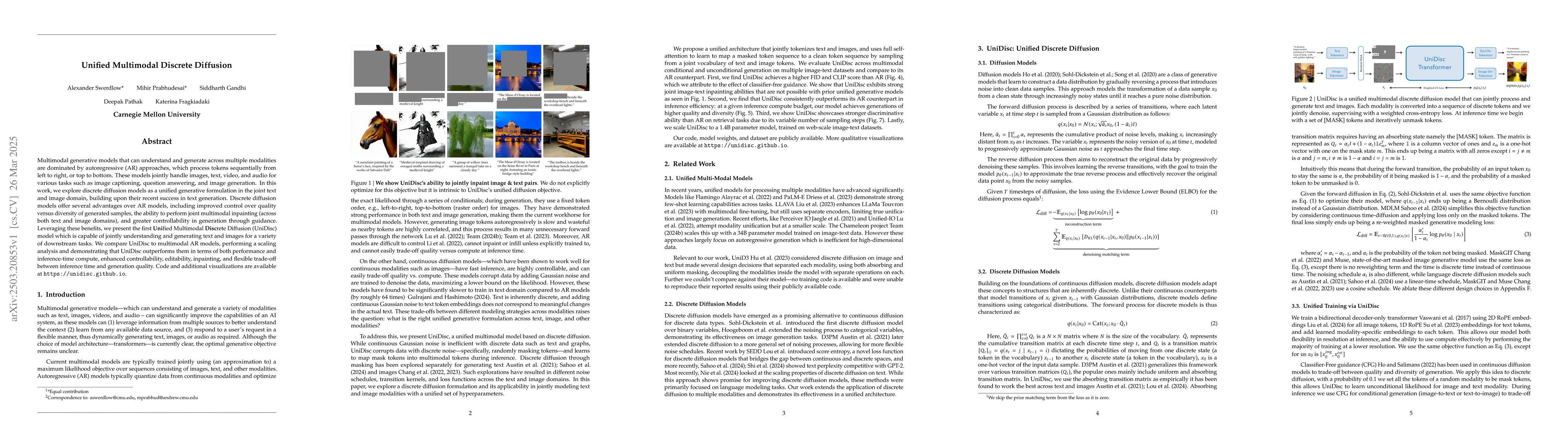 Thumbnail for Unified Multimodal Discrete Diffusion