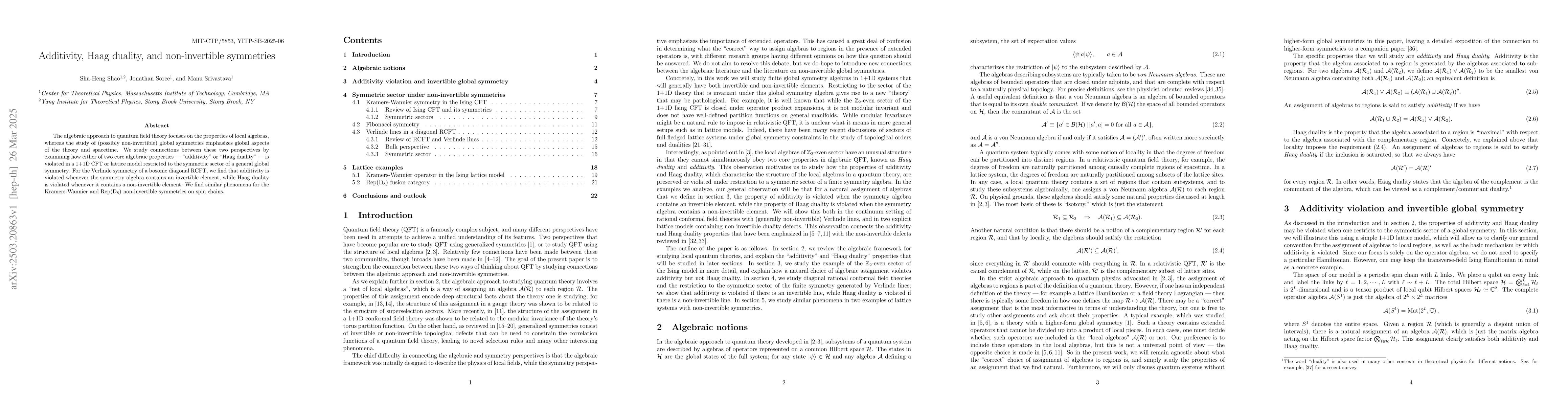 Thumbnail for Additivity, Haag duality, and non-invertible symmetries