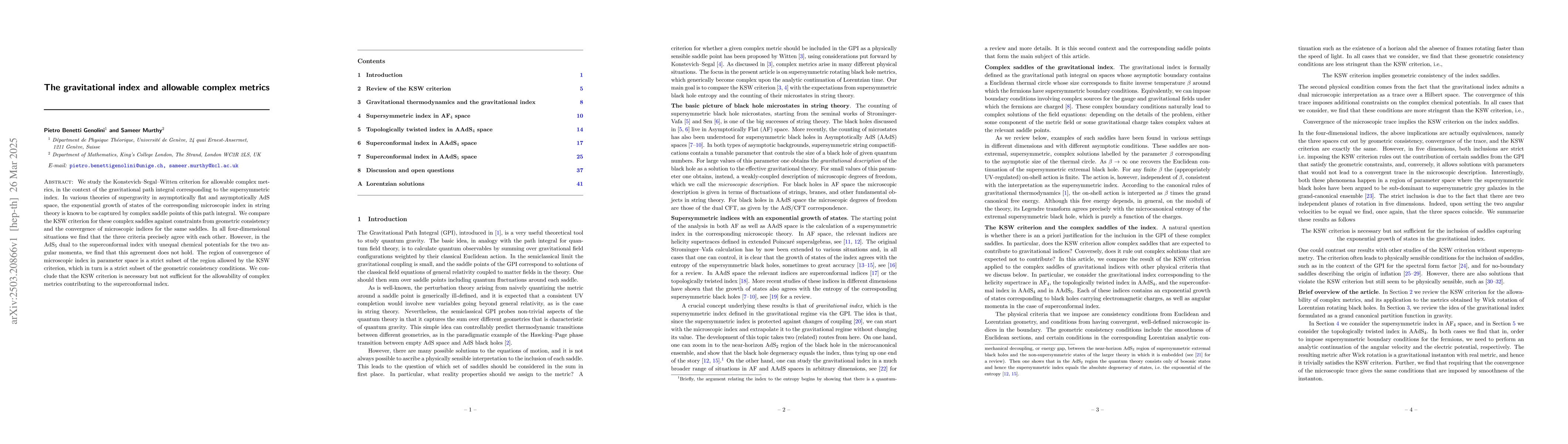 Thumbnail for The gravitational index and allowable complex metrics