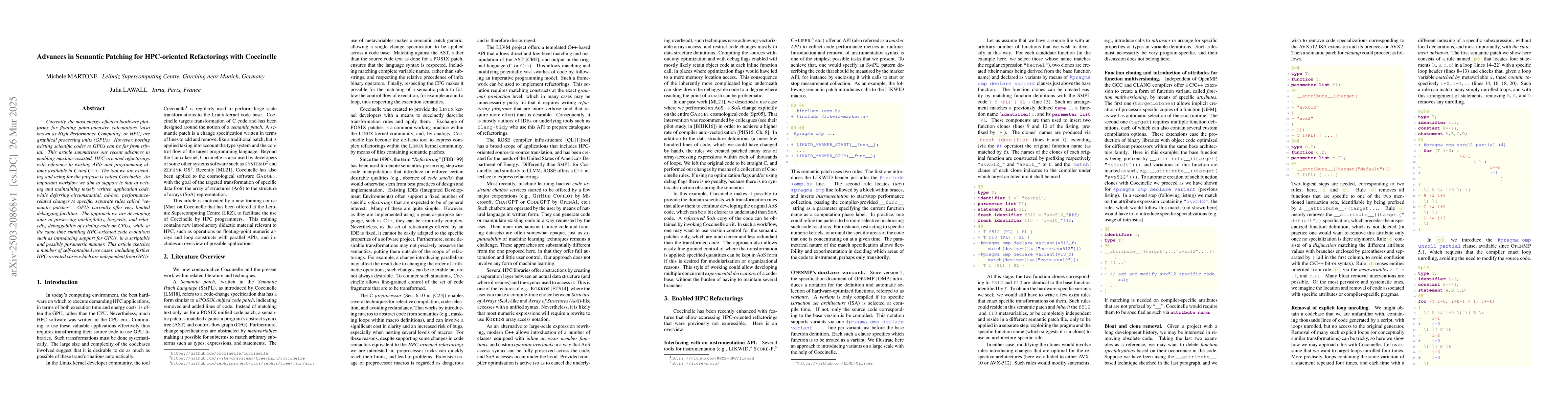 Thumbnail for Advances in Semantic Patching for HPC-oriented Refactorings with
  Coccinelle