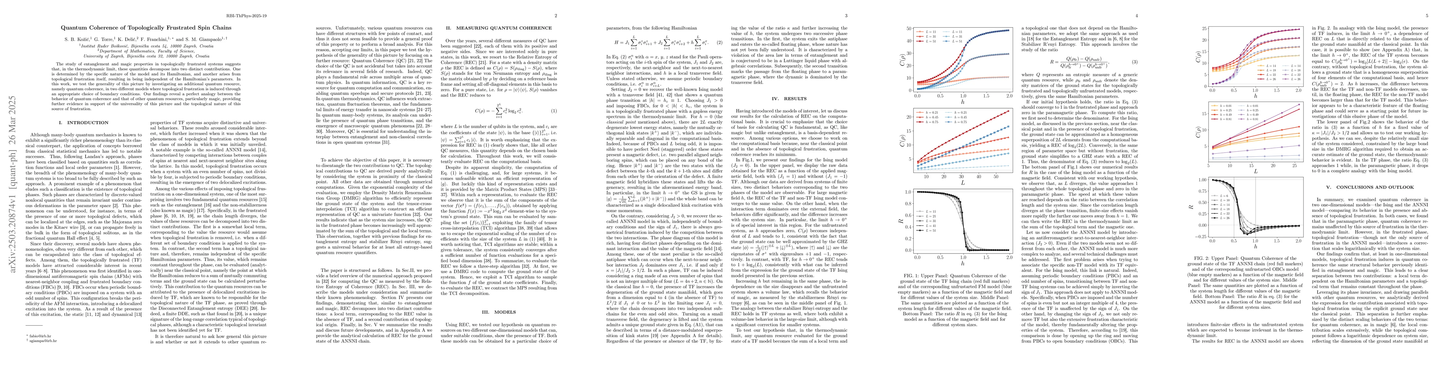 Thumbnail for Quantum Coherence of Topologically Frustrated Spin Chains