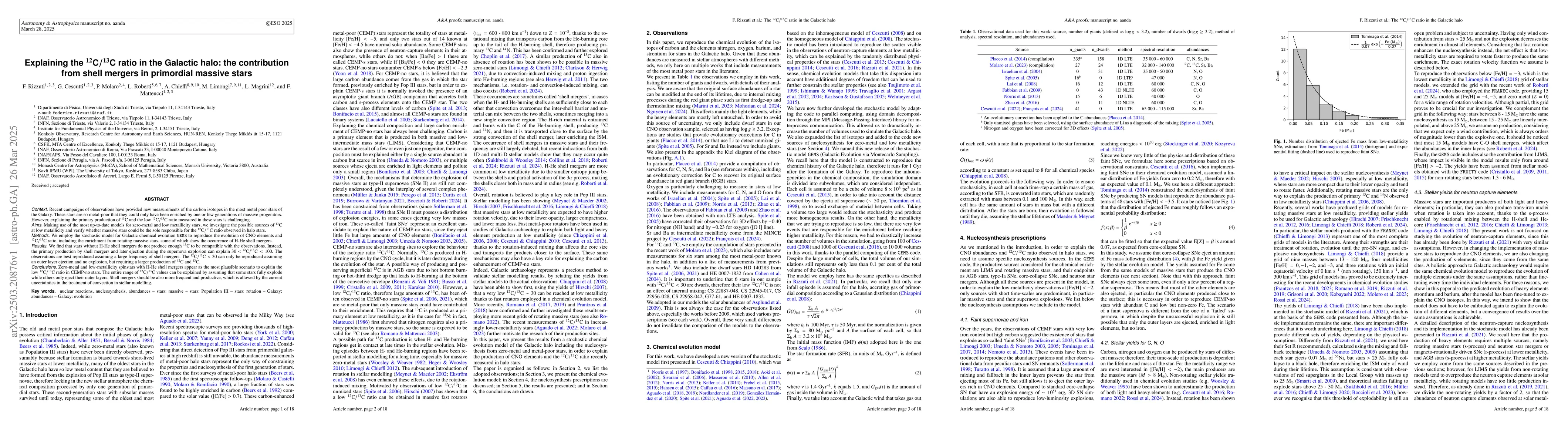 Thumbnail for Explaining the $^{12}\text{C}/^{13}\text{C}$ ratio in the Galactic halo:
  the contribution from shell mergers in primordial massive stars