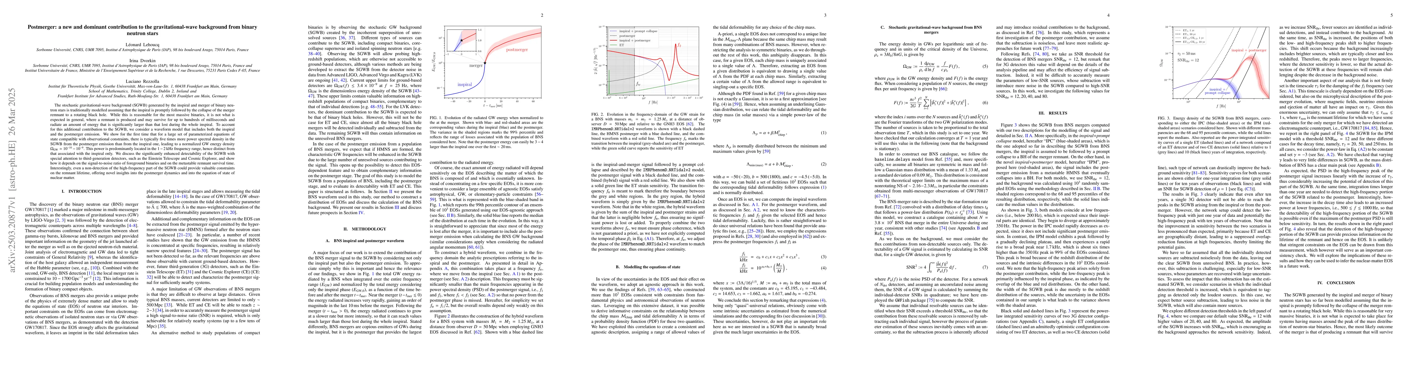 Thumbnail for Postmerger: a new and dominant contribution to the gravitational-wave
  background from binary neutron stars