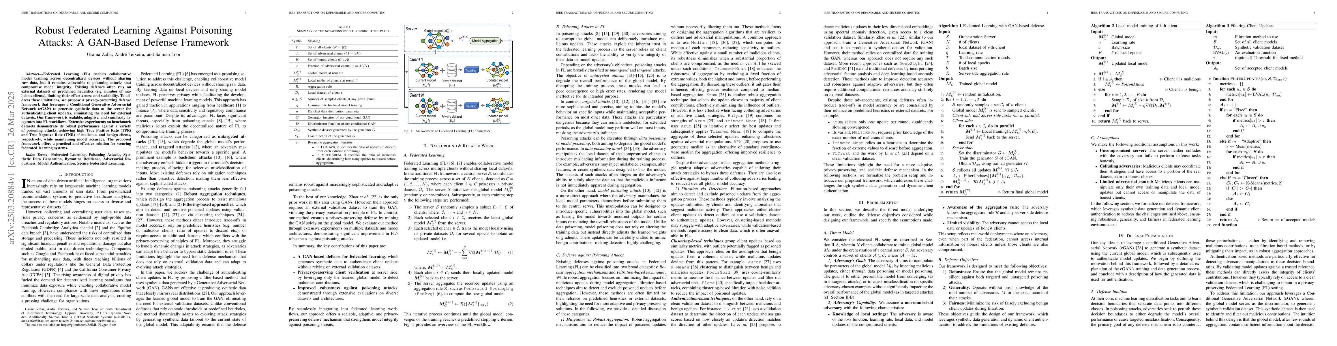 Thumbnail for Robust Federated Learning Against Poisoning Attacks: A GAN-Based Defense
  Framework