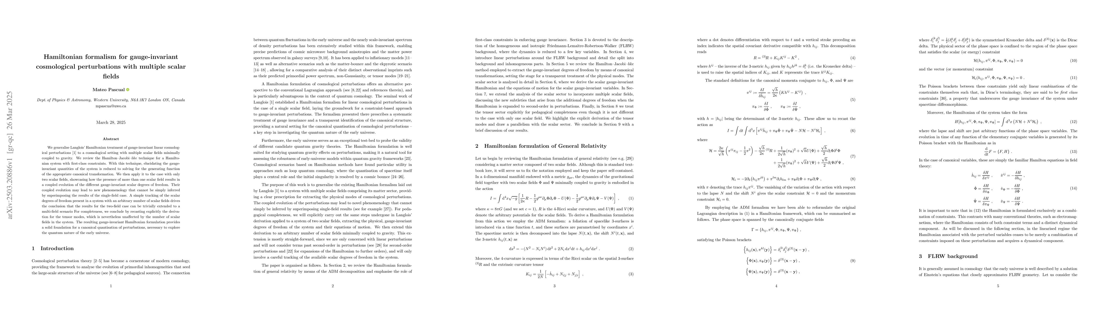 Thumbnail for Hamiltonian formalism for gauge-invariant cosmological perturbations
  with multiple scalar fields