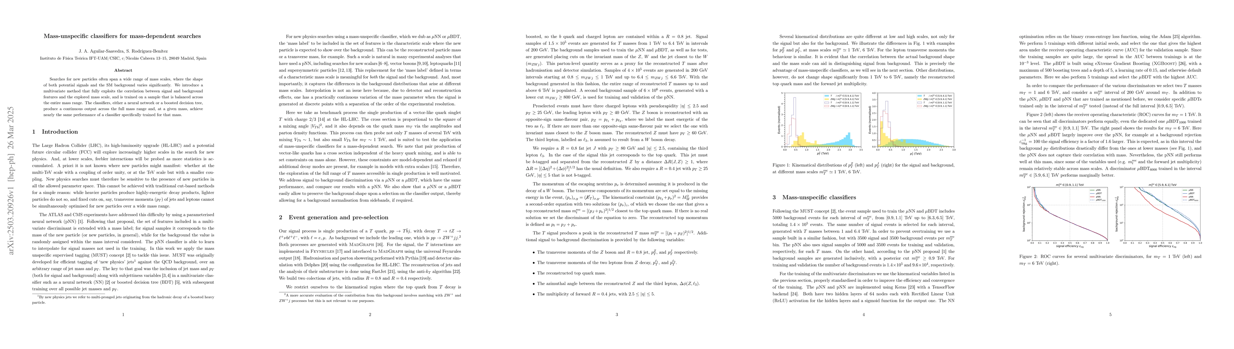 Thumbnail for Mass-unspecific classifiers for mass-dependent searches