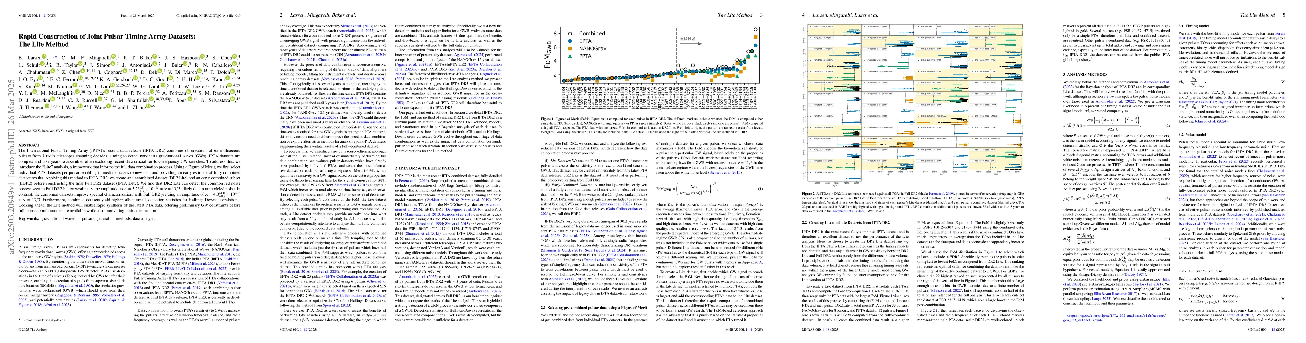 Thumbnail for Rapid Construction of Joint Pulsar Timing Array Datasets: The Lite
  Method