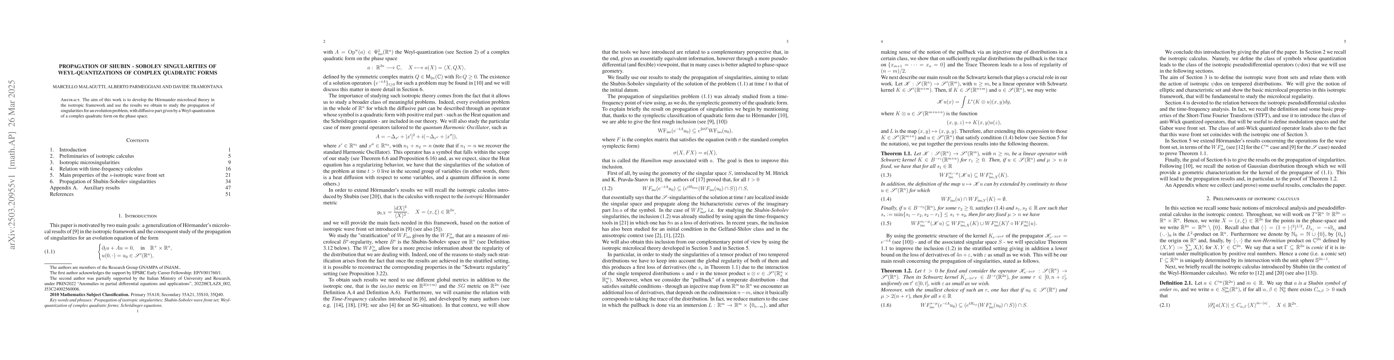 Thumbnail for Propagation of Shubin-Sobolev singularities of Weyl-quantizations of
  complex quadratic forms