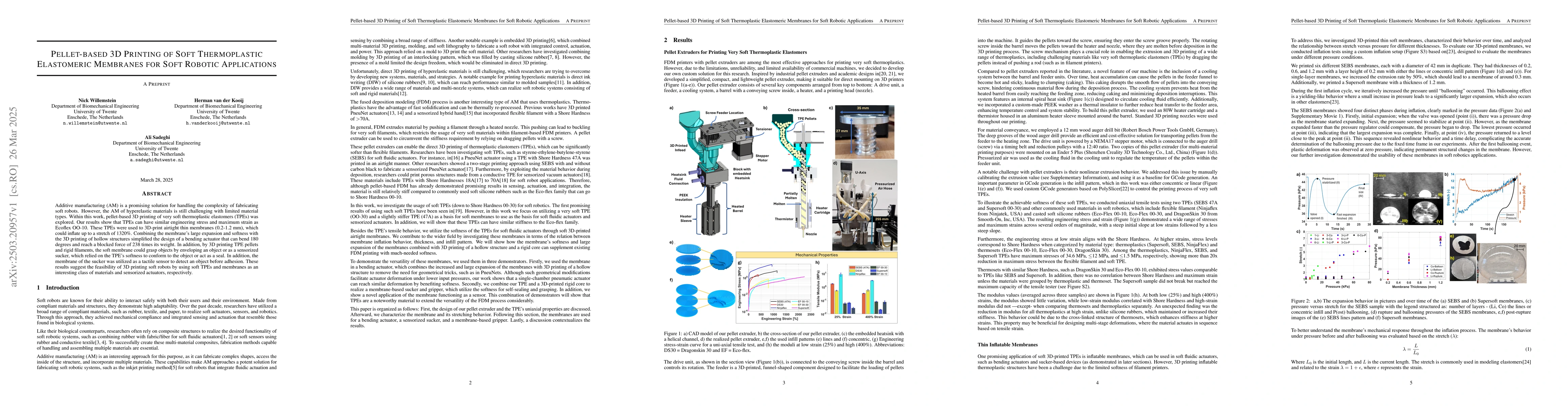 Thumbnail for Pellet-based 3D Printing of Soft Thermoplastic Elastomeric Membranes for
  Soft Robotic Applications